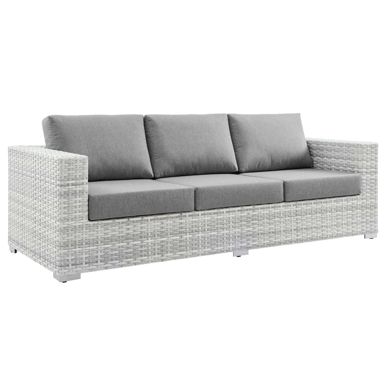 Convene Outdoor Patio Sofa in Light Gray Gray, EEI-4305-LGR-GRY