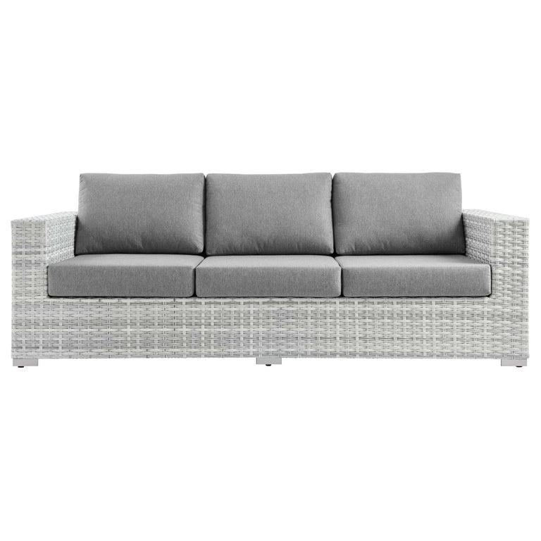 Convene Outdoor Patio Sofa in Light Gray Gray, EEI-4305-LGR-GRY