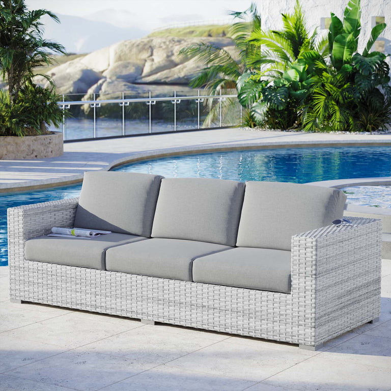 Convene Outdoor Patio Sofa in Light Gray Gray, EEI-4305-LGR-GRY