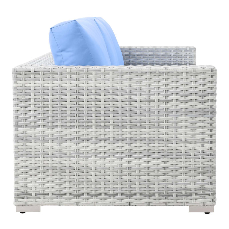 Convene Outdoor Patio Sofa in Light Gray Light Blue, EEI-4305-LGR-LBU