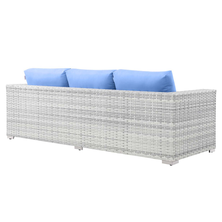 Convene Outdoor Patio Sofa in Light Gray Light Blue, EEI-4305-LGR-LBU