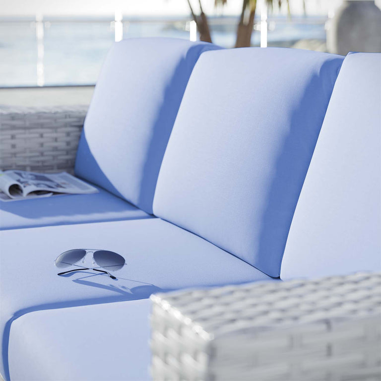 Convene Outdoor Patio Sofa in Light Gray Light Blue, EEI-4305-LGR-LBU
