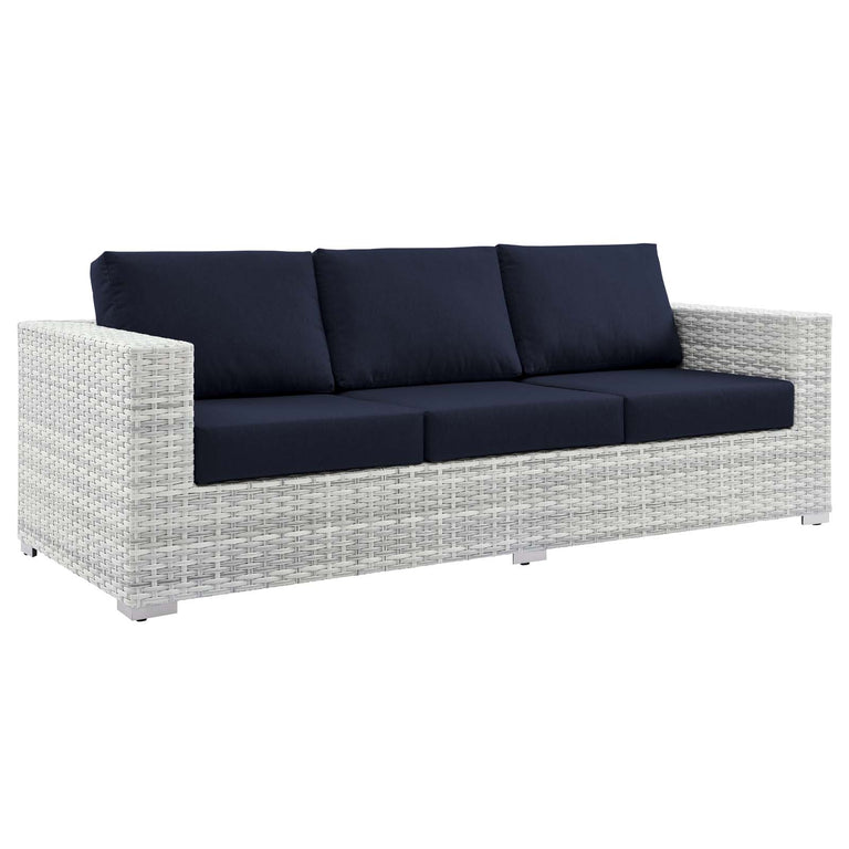 Convene Outdoor Patio Sofa in Light Gray Navy, EEI-4305-LGR-NAV