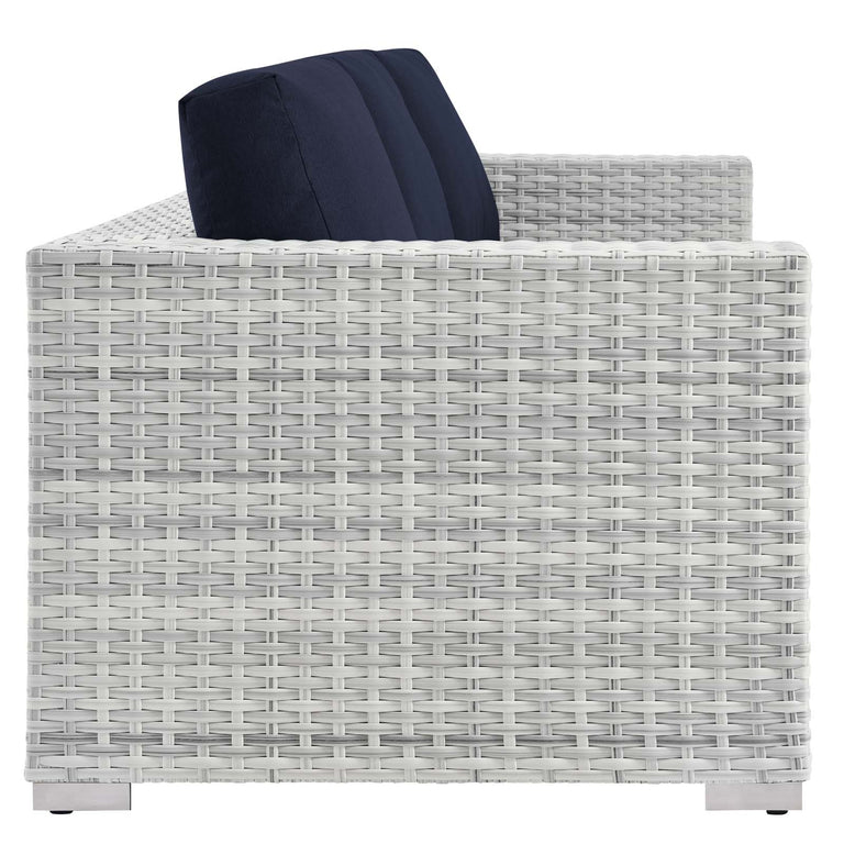 Convene Outdoor Patio Sofa in Light Gray Navy, EEI-4305-LGR-NAV