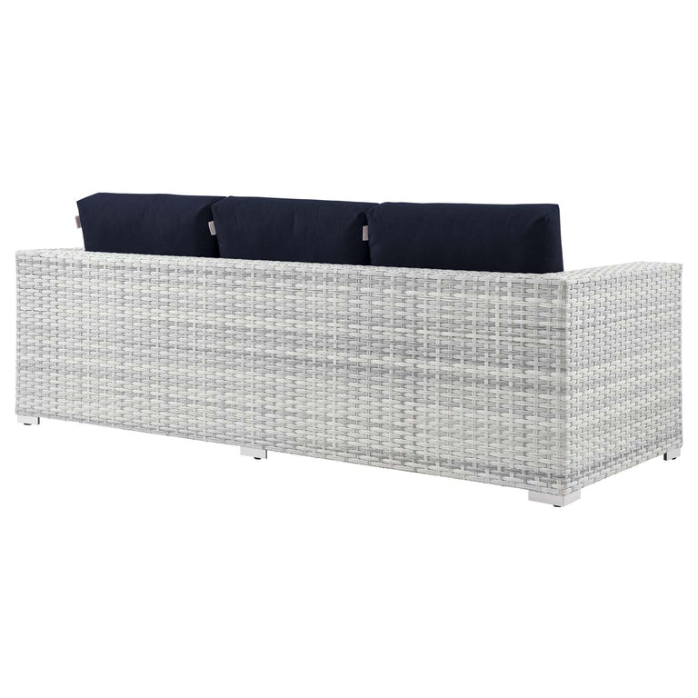 Convene Outdoor Patio Sofa in Light Gray Navy, EEI-4305-LGR-NAV