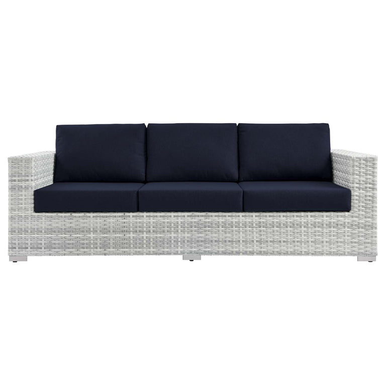 Convene Outdoor Patio Sofa in Light Gray Navy, EEI-4305-LGR-NAV