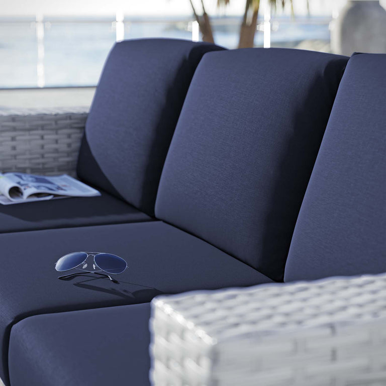 Convene Outdoor Patio Sofa in Light Gray Navy, EEI-4305-LGR-NAV