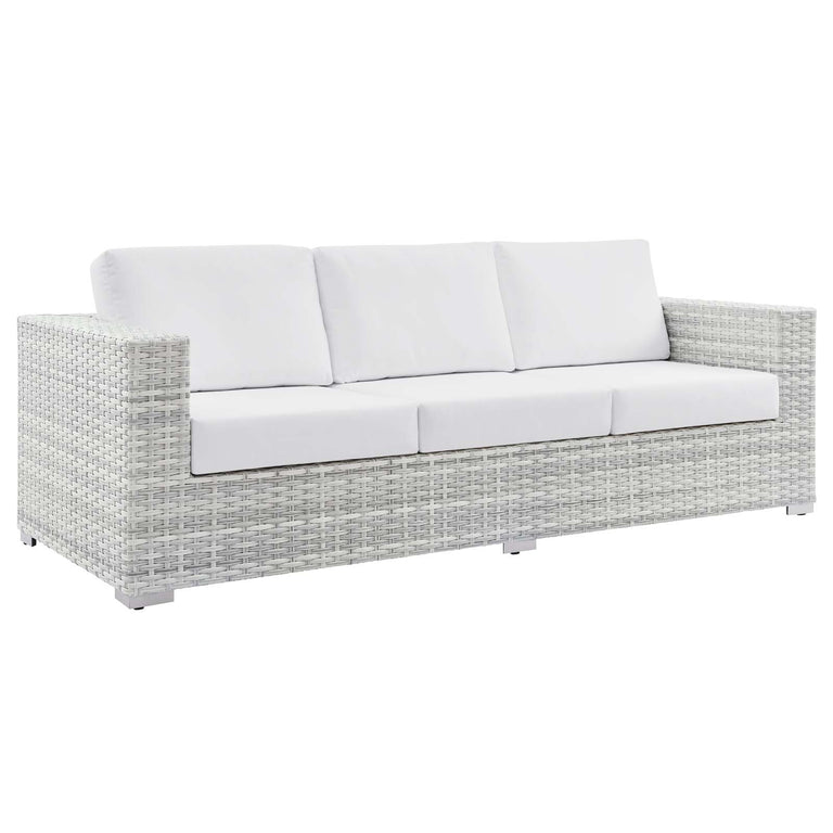 Convene Outdoor Patio Sofa in Light Gray White, EEI-4305-LGR-WHI