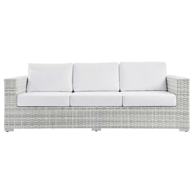 Convene Outdoor Patio Sofa in Light Gray White, EEI-4305-LGR-WHI
