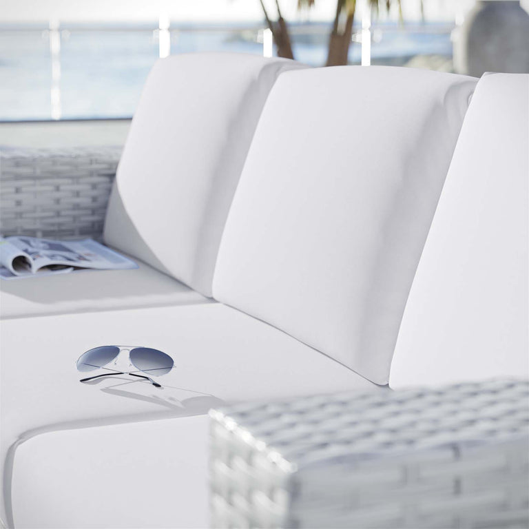 Convene Outdoor Patio Sofa in Light Gray White, EEI-4305-LGR-WHI