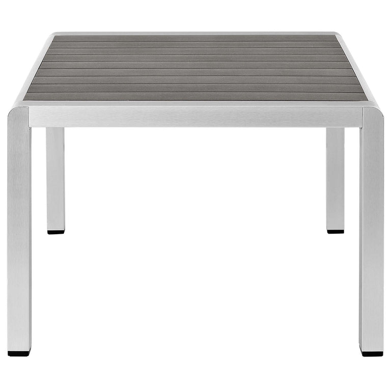 Shore Sunbrella® Fabric Outdoor Patio Aluminum 8 Piece Sectional Sofa Set in Silver Gray, EEI-4321-SLV-GRY-SET