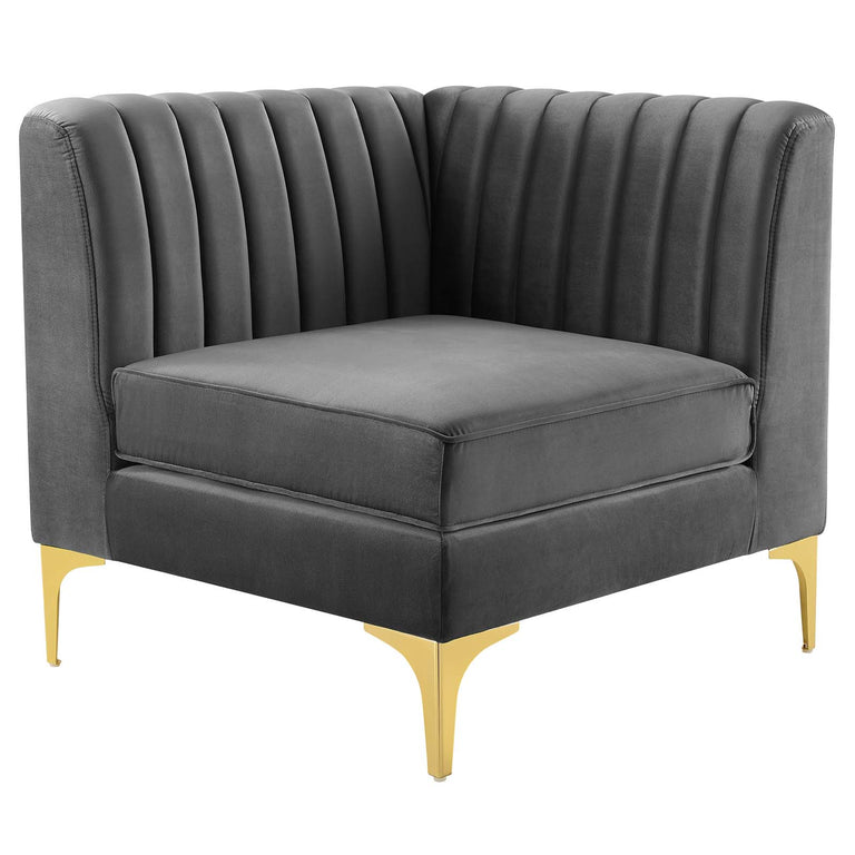 Triumph Channel Tufted Performance Velvet 4-Seater Sofa in Gray, EEI-4348-GRY
