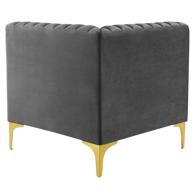 Triumph Channel Tufted Performance Velvet 4-Seater Sofa in Gray, EEI-4348-GRY
