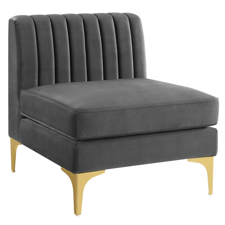 Triumph Channel Tufted Performance Velvet 4-Seater Sofa in Gray, EEI-4348-GRY
