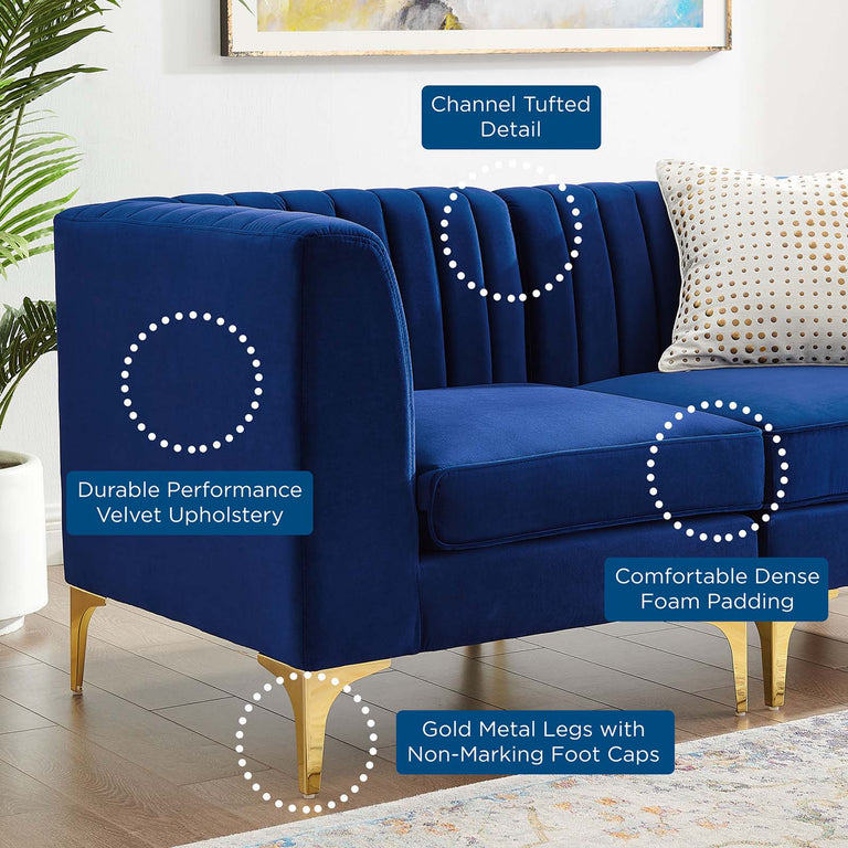 Triumph Channel Tufted Performance Velvet 4-Seater Sofa in Navy, EEI-4348-NAV