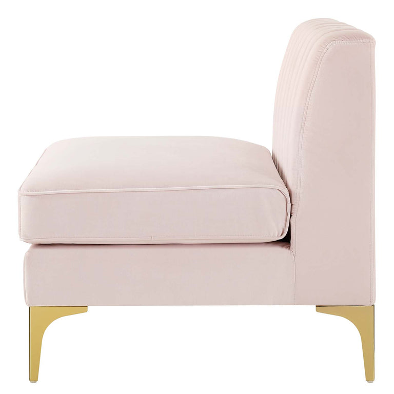 Triumph Channel Tufted Performance Velvet 4-Seater Sofa in Pink, EEI-4348-PNK