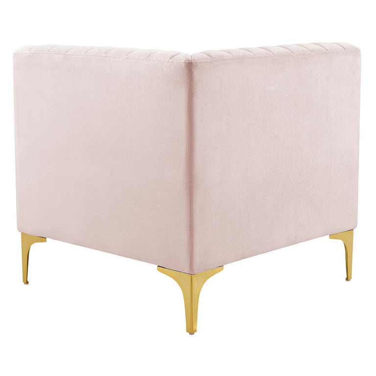 Triumph Channel Tufted Performance Velvet 5-Piece Sectional Sofa in Pink, EEI-4350-PNK