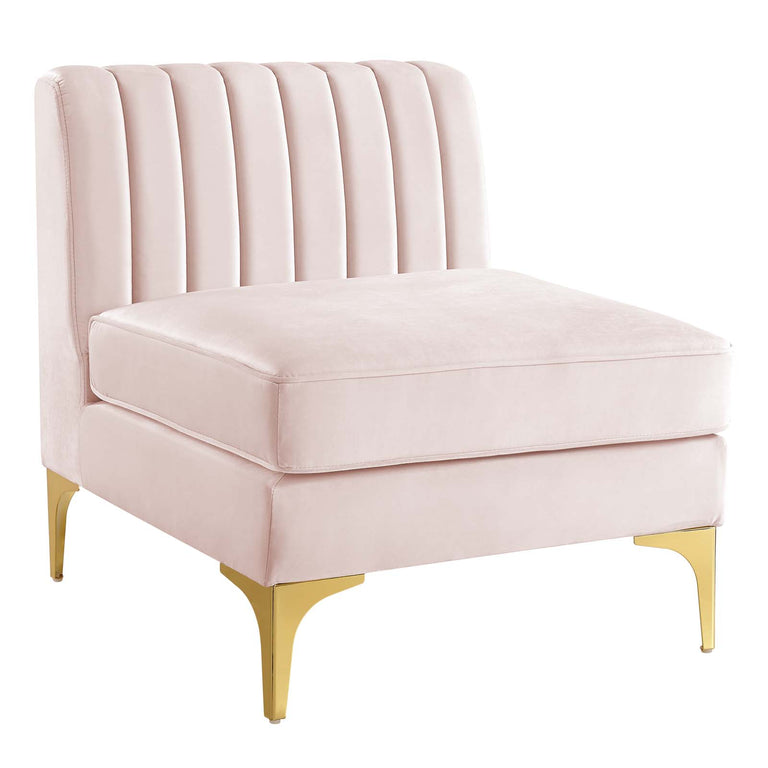 Triumph Channel Tufted Performance Velvet 5-Piece Sectional Sofa in Pink, EEI-4350-PNK
