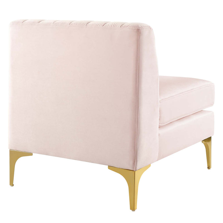 Triumph Channel Tufted Performance Velvet 5-Piece Sectional Sofa in Pink, EEI-4350-PNK