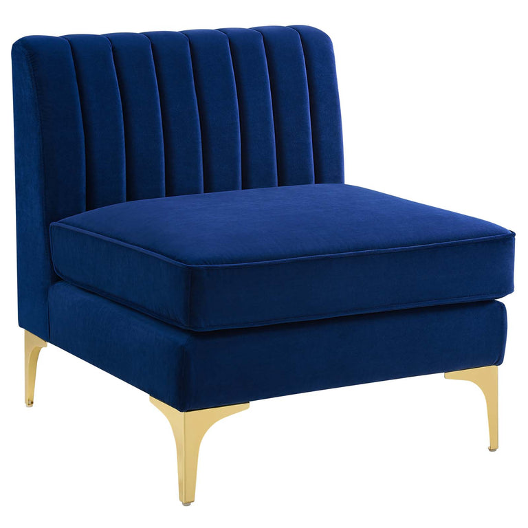 Triumph Channel Tufted Performance Velvet 5-Piece Sectional Sofa in Navy, EEI-4351-NAV