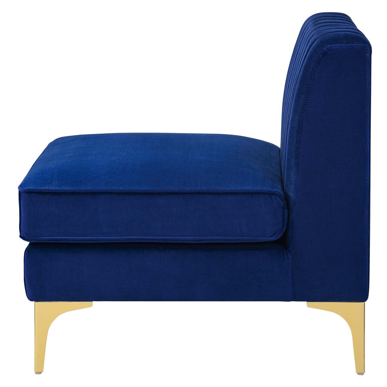 Triumph Channel Tufted Performance Velvet 5-Piece Sectional Sofa in Navy, EEI-4351-NAV