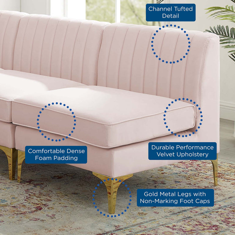 Triumph Channel Tufted Performance Velvet 5-Piece Sectional Sofa in Pink, EEI-4351-PNK