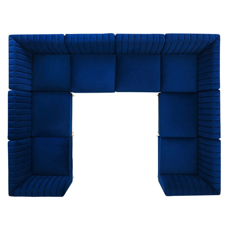Triumph Channel Tufted Performance Velvet 8-Piece Sectional Sofa in Navy, EEI-4353-NAV