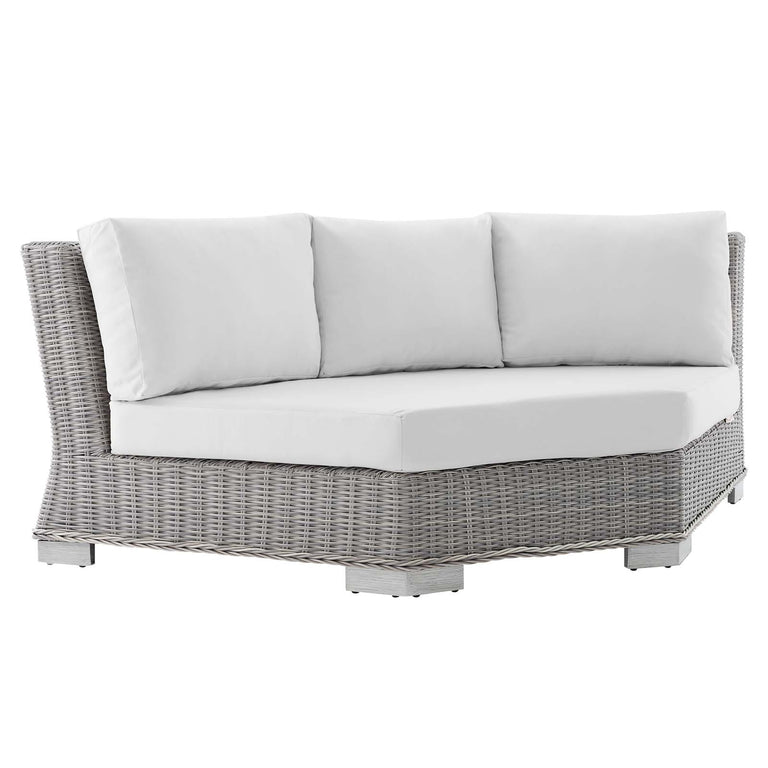 Conway Sunbrella® Outdoor Patio Wicker Rattan 6-Piece Sectional Sofa Set in Light Gray White, EEI-4358-LGR-WHI