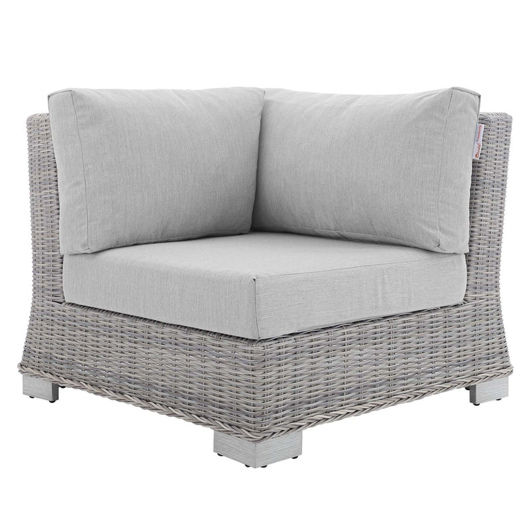 Conway Sunbrella® Outdoor Patio Wicker Rattan 9-Piece Sectional Sofa Set in Light Gray Gray, EEI-4360-LGR-GRY
