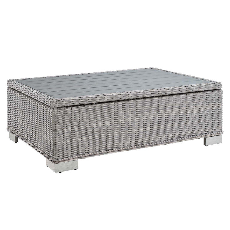 Conway Sunbrella® Outdoor Patio Wicker Rattan 9-Piece Sectional Sofa Set in Light Gray Gray, EEI-4360-LGR-GRY