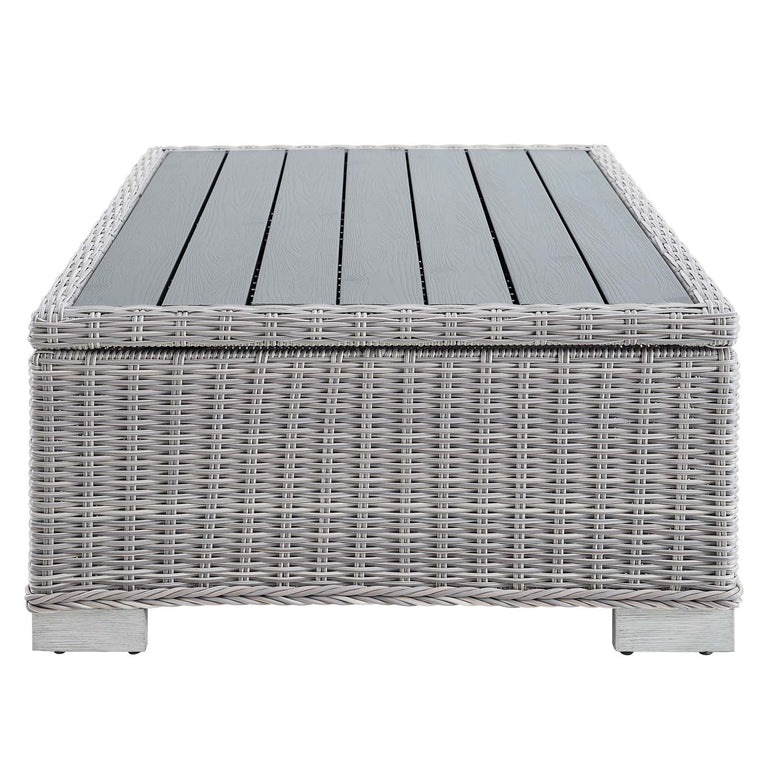 Conway Sunbrella® Outdoor Patio Wicker Rattan 9-Piece Sectional Sofa Set in Light Gray Gray, EEI-4360-LGR-GRY