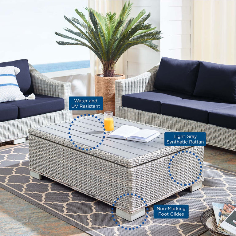 Conway Sunbrella® Outdoor Patio Wicker Rattan 9-Piece Sectional Sofa Set in Light Gray Gray, EEI-4360-LGR-GRY