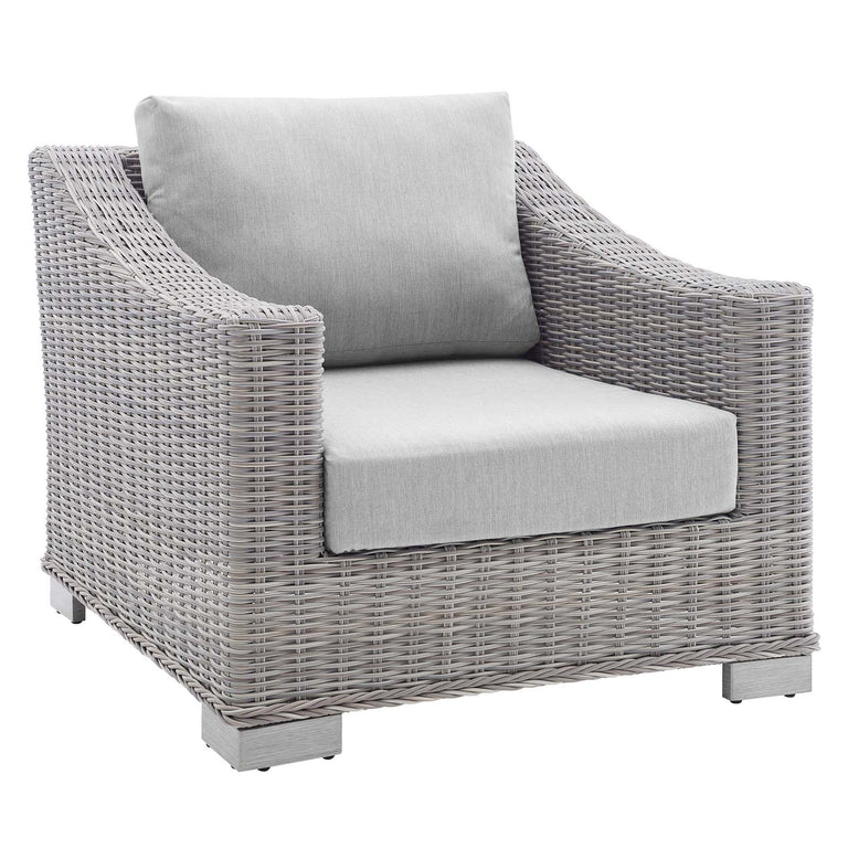 Conway Sunbrella® Outdoor Patio Wicker Rattan 9-Piece Sectional Sofa Set in Light Gray Gray, EEI-4360-LGR-GRY