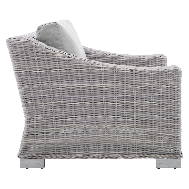 Conway Sunbrella® Outdoor Patio Wicker Rattan 9-Piece Sectional Sofa Set in Light Gray Gray, EEI-4360-LGR-GRY