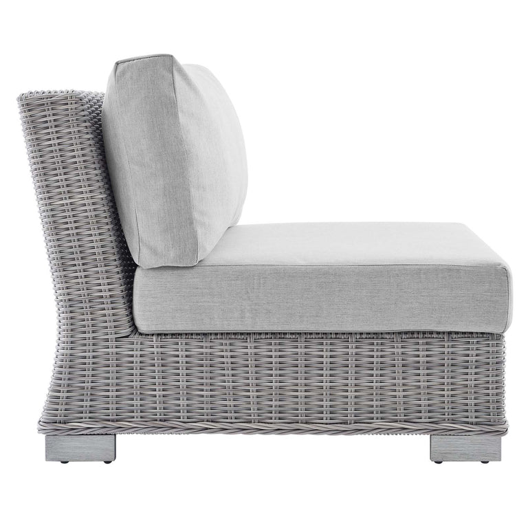 Conway Sunbrella® Outdoor Patio Wicker Rattan 9-Piece Sectional Sofa Set in Light Gray Gray, EEI-4360-LGR-GRY
