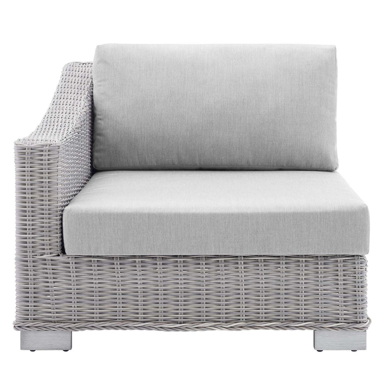 Conway Sunbrella® Outdoor Patio Wicker Rattan 9-Piece Sectional Sofa Set in Light Gray Gray, EEI-4360-LGR-GRY