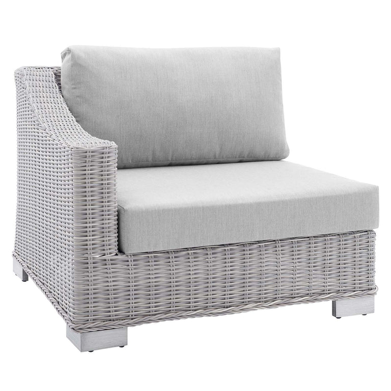 Conway Sunbrella® Outdoor Patio Wicker Rattan 9-Piece Sectional Sofa Set in Light Gray Gray, EEI-4360-LGR-GRY