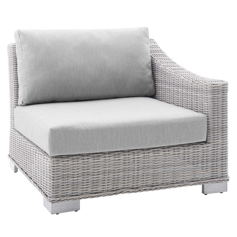 Conway Sunbrella® Outdoor Patio Wicker Rattan 9-Piece Sectional Sofa Set in Light Gray Gray, EEI-4360-LGR-GRY