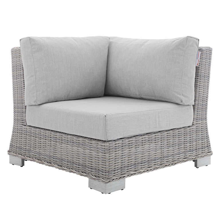 Conway Sunbrella® Outdoor Patio Wicker Rattan 7-Piece Sectional Sofa Set in Light Gray Gray, EEI-4362-LGR-GRY