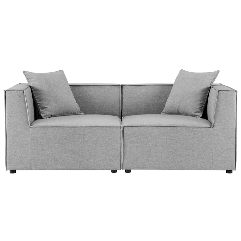 Saybrook Outdoor Patio Upholstered 2-Piece Sectional Sofa Loveseat in Gray, EEI-4377-GRY