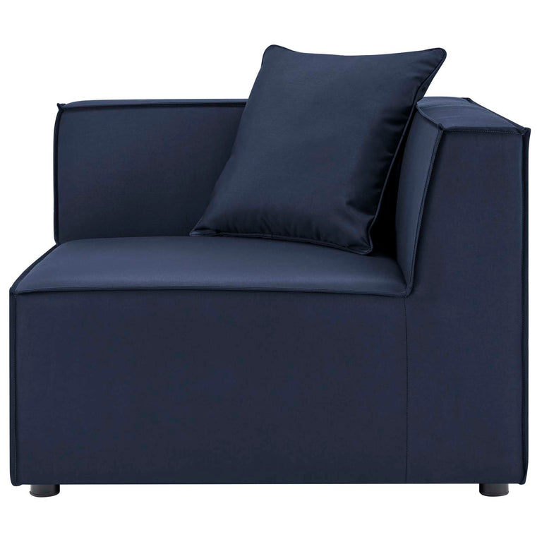 Saybrook Outdoor Patio Upholstered 2-Piece Sectional Sofa Loveseat in Navy, EEI-4377-NAV