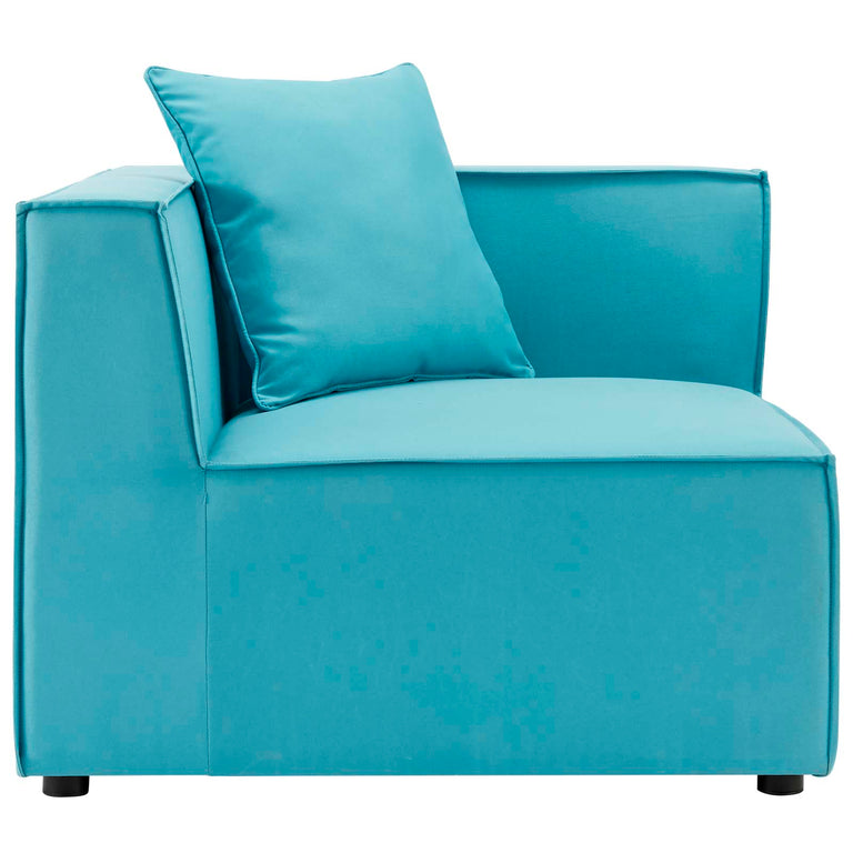 Saybrook Outdoor Patio Upholstered 2-Piece Sectional Sofa Loveseat in Turquoise, EEI-4377-TUR