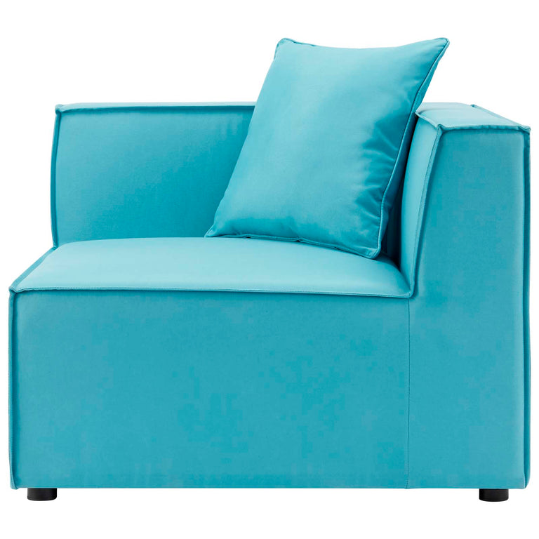 Saybrook Outdoor Patio Upholstered 2-Piece Sectional Sofa Loveseat in Turquoise, EEI-4377-TUR