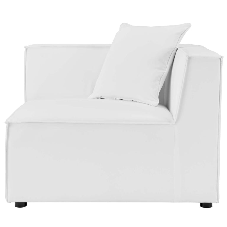 Saybrook Outdoor Patio Upholstered 2-Piece Sectional Sofa Loveseat in White, EEI-4377-WHI