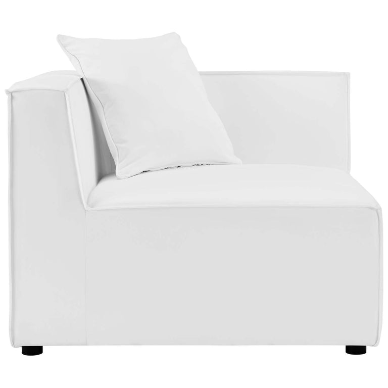 Saybrook Outdoor Patio Upholstered 2-Piece Sectional Sofa Loveseat in White, EEI-4377-WHI