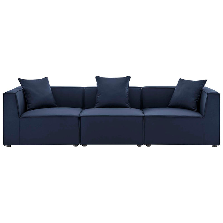Saybrook Outdoor Patio Upholstered 3-Piece Sectional Sofa in Navy, EEI-4379-NAV