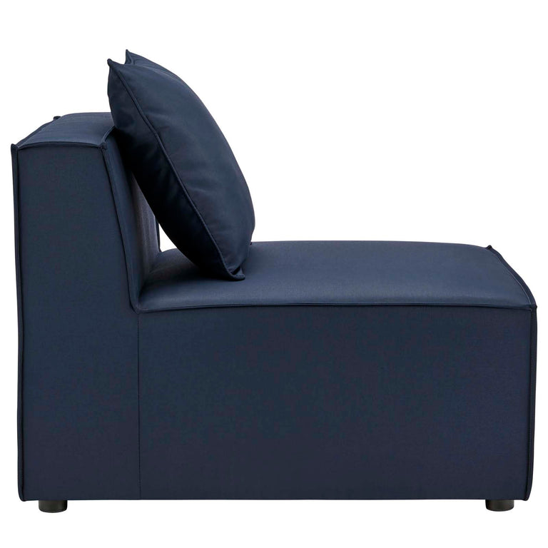 Saybrook Outdoor Patio Upholstered 3-Piece Sectional Sofa in Navy, EEI-4379-NAV