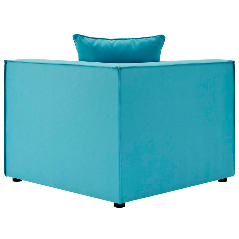 Saybrook Outdoor Patio Upholstered 4-Piece Sectional Sofa in Turquoise, EEI-4380-TUR