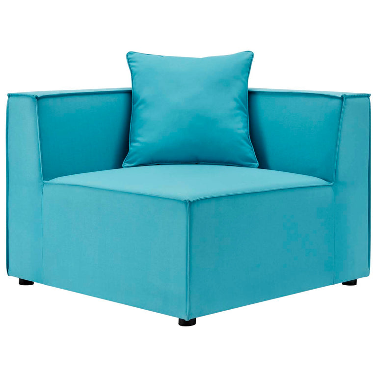 Saybrook Outdoor Patio Upholstered 4-Piece Sectional Sofa in Turquoise, EEI-4381-TUR