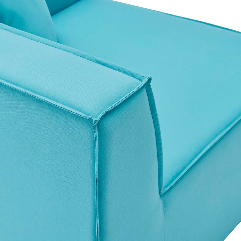 Saybrook Outdoor Patio Upholstered 4-Piece Sectional Sofa in Turquoise, EEI-4381-TUR